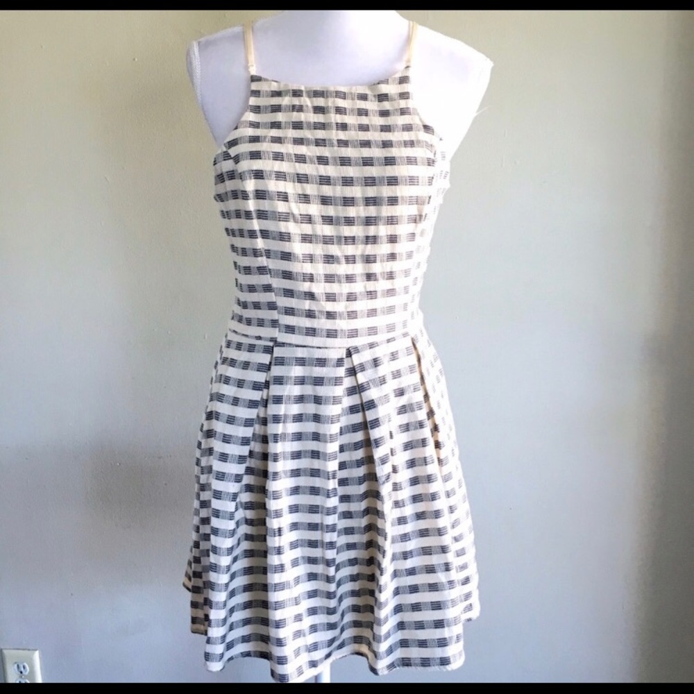 ANGL blue & white checker gingham print dress
